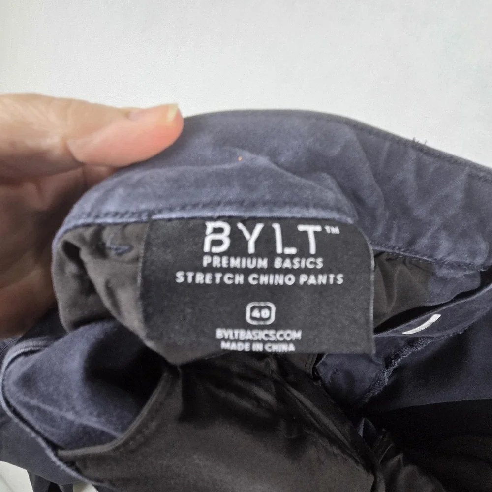 BYLT Stretch Cotton Chino Pant Lot (2) Men's Sz 40x30 Beige Blue Stretch Comfort